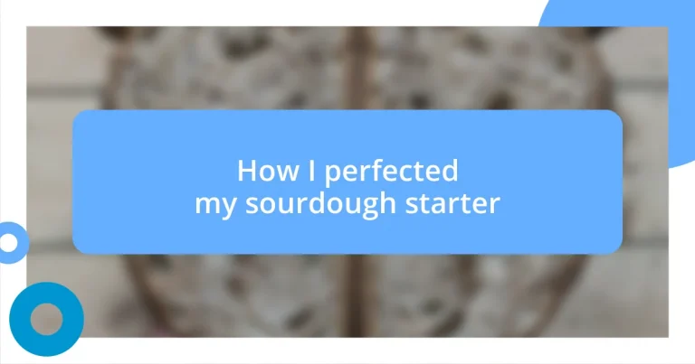 How I perfected my sourdough starter