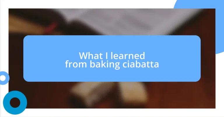 What I learned from baking ciabatta